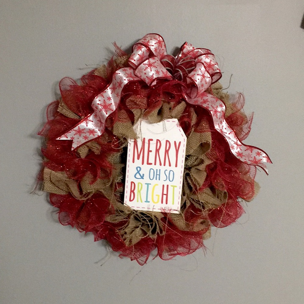 Burlap & Red Christmas wreath 🎄